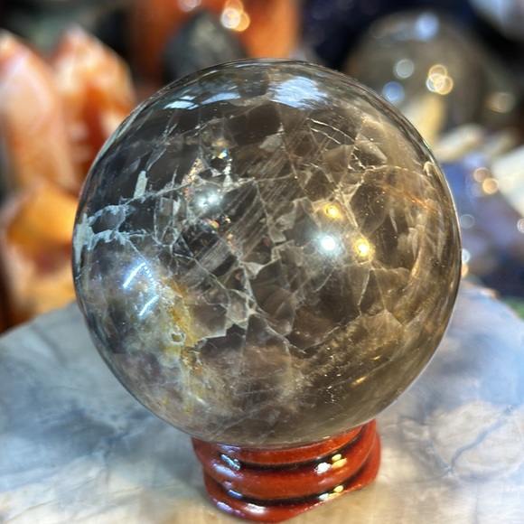 🔥SALE🔥 Moonstone Crystal Sphere With Rainbows And Flash! - Picture 6 of 16